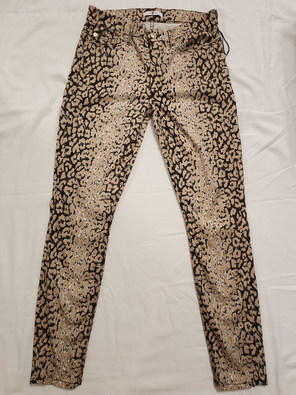 7 For All Mankind Leopard Print Skinny Jeans - Size 28